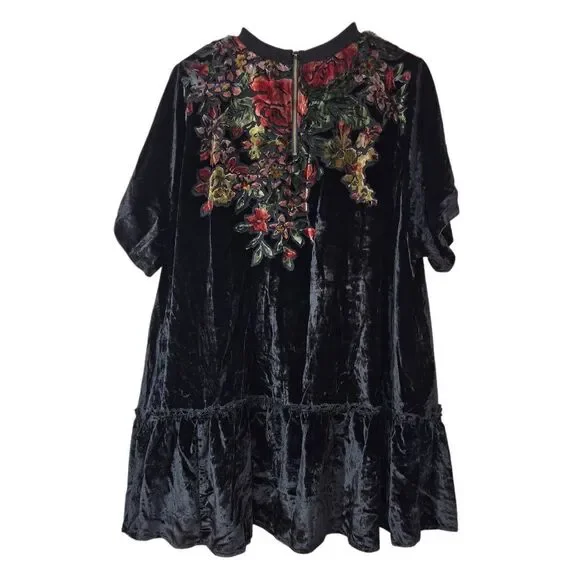 Free People Women's Sweet Echoes Black Velvet Mini Dress EUC -  www.disolcolor.com